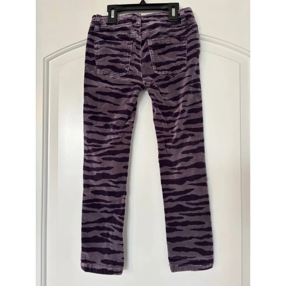 Mini Boden Girls size 8 Purple Black Velvet Zebra Print Pants Stretch